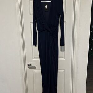 Elegant Navy Long Sleeve Dress